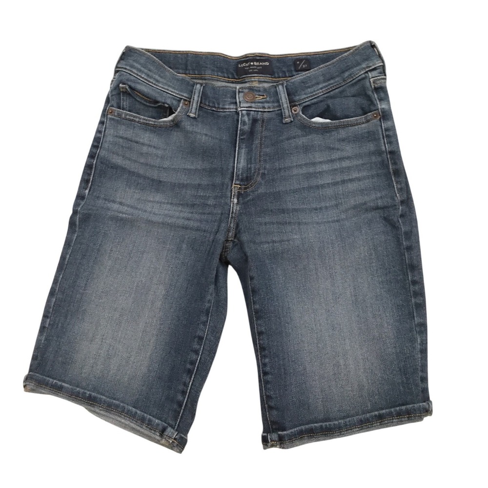 Lucky Brand Womens Denim Bermuda Shorts Dark‎ Wash Stretch Size 4 27 Blue Jean